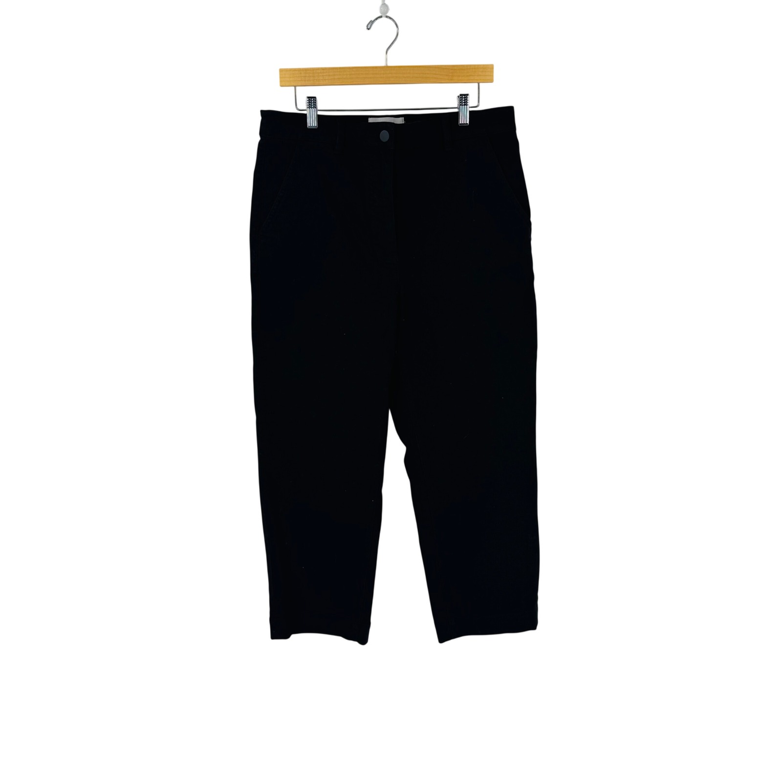 Everlane Cropped Straight Leg Denim Black Size 14 High Rise Stretch Minimalist